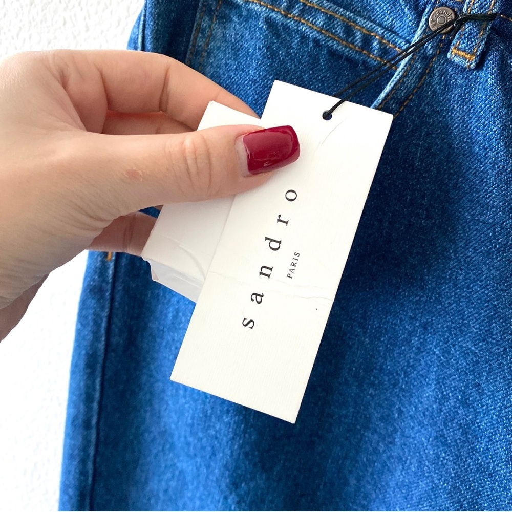 Sandro Paris NWT Viky Slit Release Hem Straight Leg Jeans in Blue Vintage - Picture 6 of 10